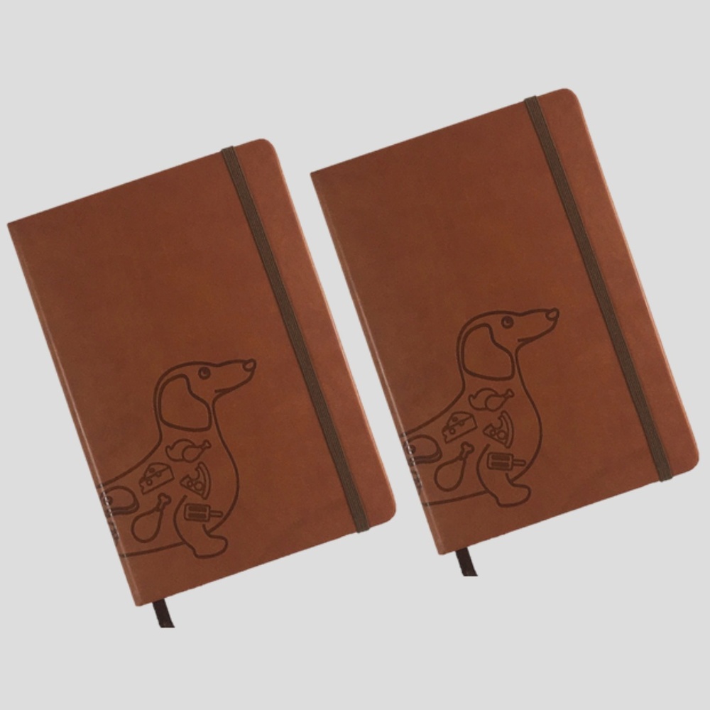 A5 PU LEATHER COVER DOT GRID DACHSHUND 2 NOTEBOOKS
